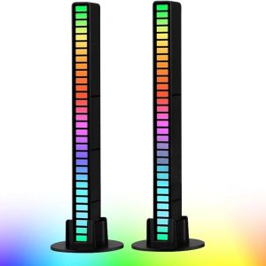 Smart RGB Rhythm Light Bar with 32 LEDs, Music Atmosphere Rhythm Light with 18 Colors & 8 Dynamic Modes, USB Powered RGB Sound Control Light for Bedroom, Party, Gaming, and Car Decor